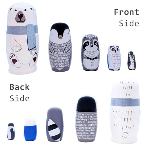 Taefaba Handmade Wooden Nesting Dolls - Set of 5 Rabbit Matryoshka with Carrot