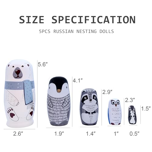 Taefaba Handmade Wooden Nesting Dolls - Set of 5 Rabbit Matryoshka with Carrot
