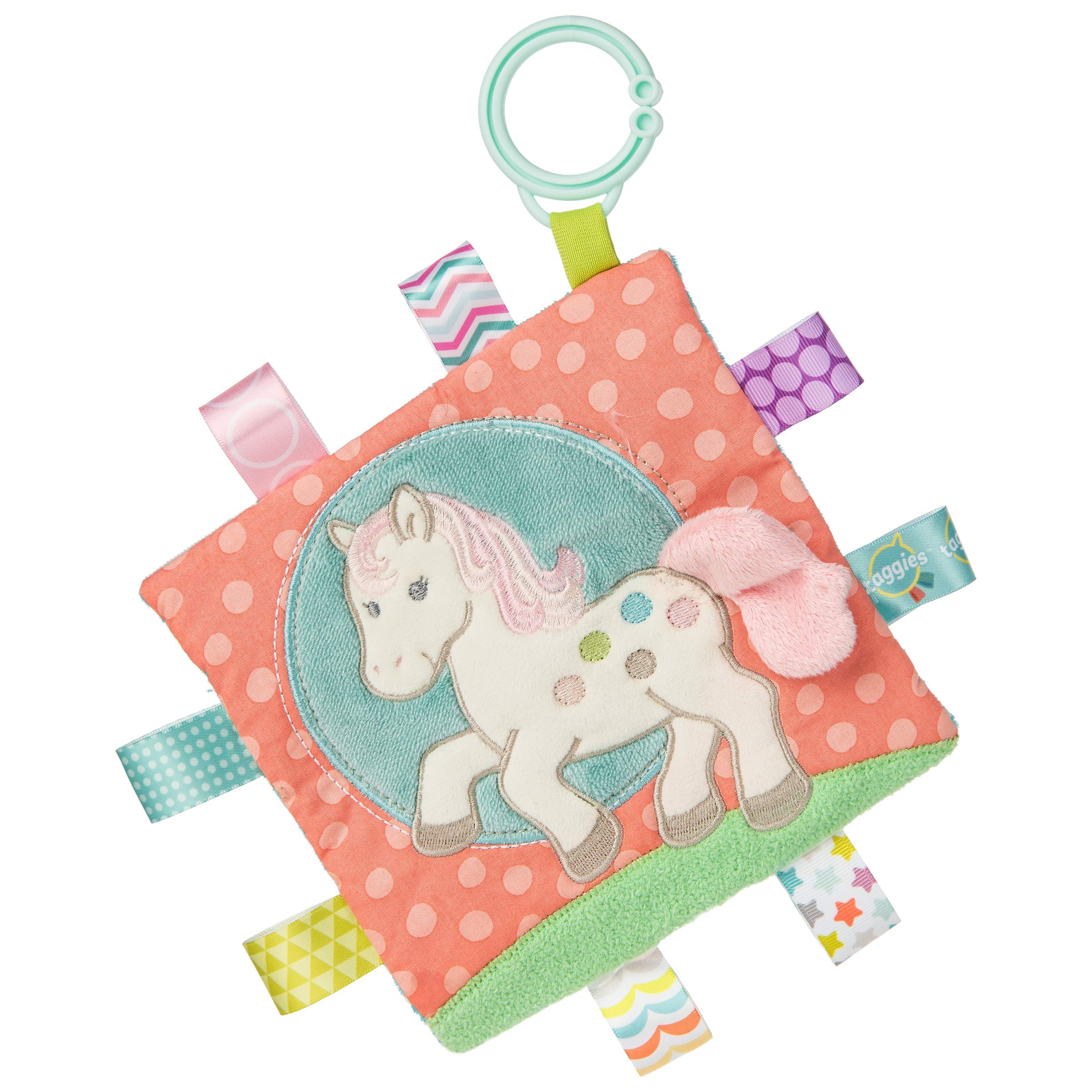 Taggies Painted Pony Crinkle Sensory Toy - 6.5x6.5 Inch Soft Baby Toy with Squeaker and Tags