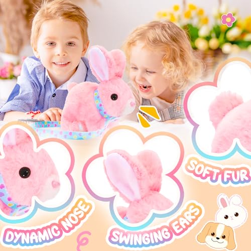 Tagitary Interactive Plush Bunny - Electronic Rabbit with Hopping, Sounds & Wiggling Ears, Leash Included