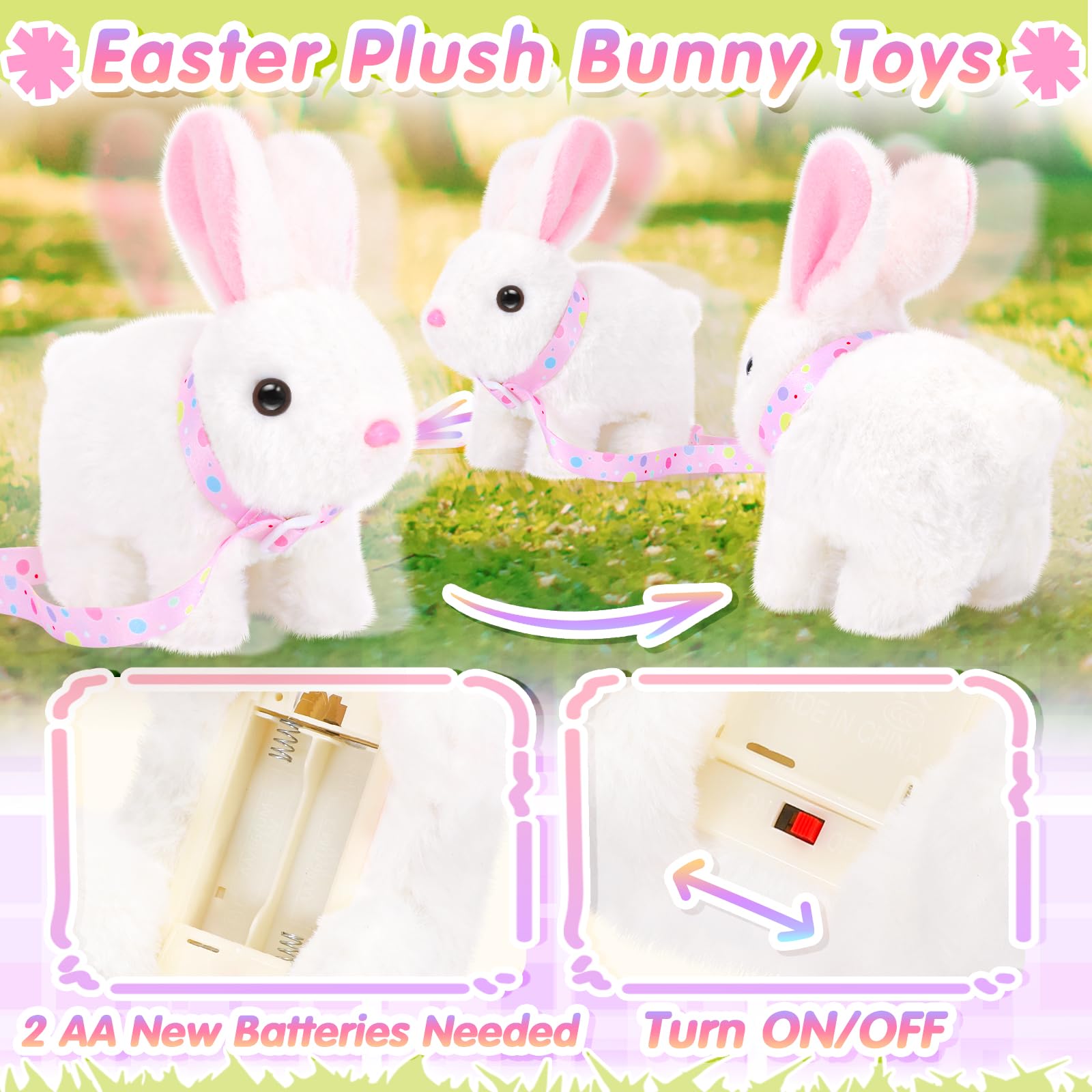 Tagitary Interactive Plush Bunny Toy with Wiggling Ears, Hopping, and Sounds – Easter Gift Set for Toddlers