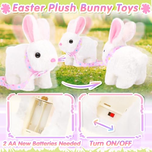 Tagitary Interactive Plush Bunny Toy with Wiggling Ears, Hopping, and Sounds – Easter Gift Set for Toddlers