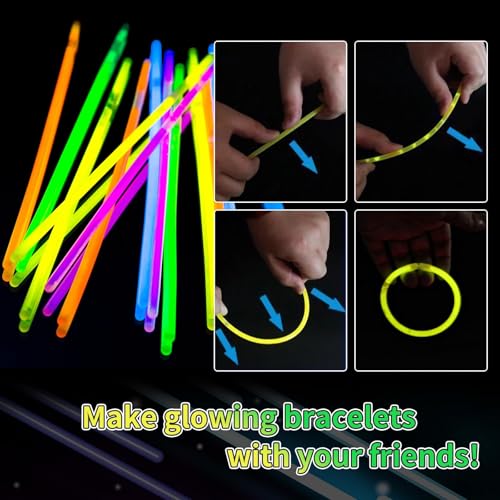 Taikula 60 Pack 8-Inch Blue Glow Sticks with Connectors for Parties and DIY