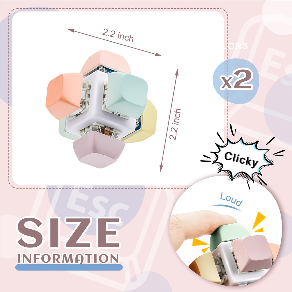 Taiyin 2-Pack Keyboard Fidget Toy – Macaron Color Stress Relief Clicker Keychain