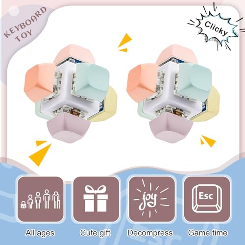 Taiyin 2-Pack Keyboard Fidget Toy – Macaron Color Stress Relief Clicker Keychain