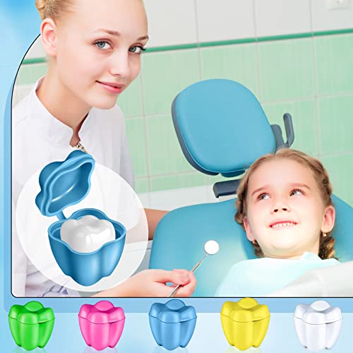 Taiyin 80 Pcs Colorful Tooth Savers Box, Plastic Tooth Holders for Kids, Party Favors, Bulk - 5 Colors