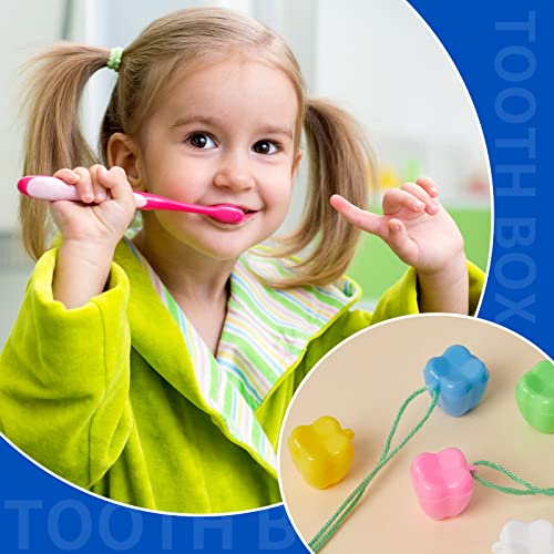 Taiyin 80 Pcs Colorful Tooth Savers Box, Plastic Tooth Holders for Kids, Party Favors, Bulk - 5 Colors