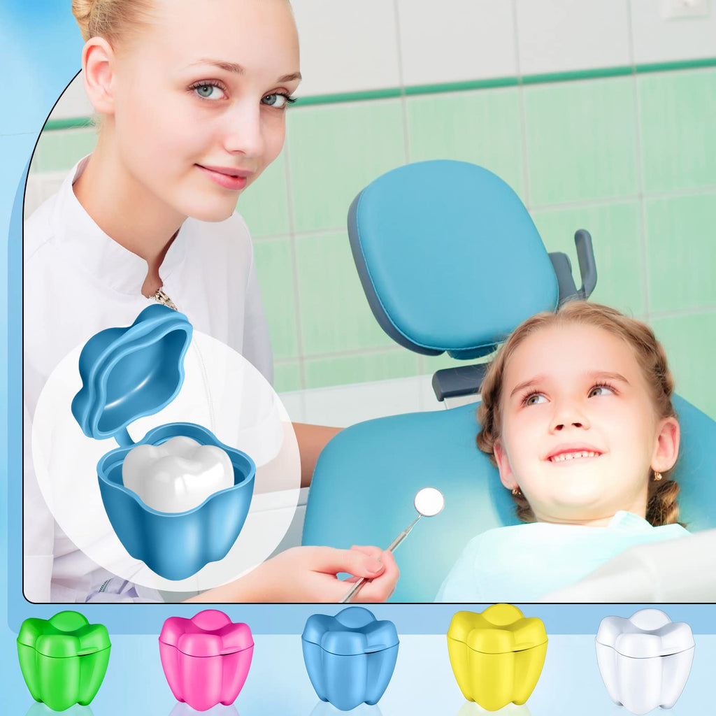 Taiyin 80 Pcs Colorful Tooth Savers Box, Plastic Tooth Holders for Kids, Party Favors, Bulk - 5 Colors