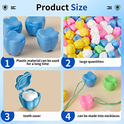 Taiyin 80 Pcs Colorful Tooth Savers Box, Plastic Tooth Holders for Kids, Party Favors, Bulk - 5 Colors