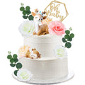 Taiyin Deer Cake Topper Set for Baby Shower or Wedding – Includes Fawn, Flowers, and Wooden Topper