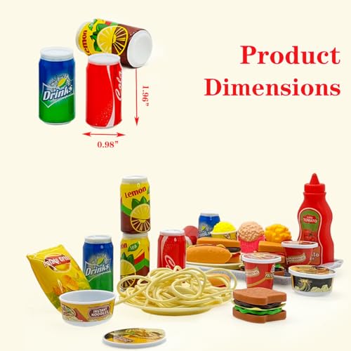 Taken All 31-Piece Mini Fast Food Playset – Hamburger, Fries, Noodles & Drink with Tray for Pretend Play