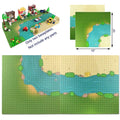 Taken All Grassland Rivers Baseplate 2-Pack (1 Straight + 1 Curve) - 10x10 inch Building Brick Base