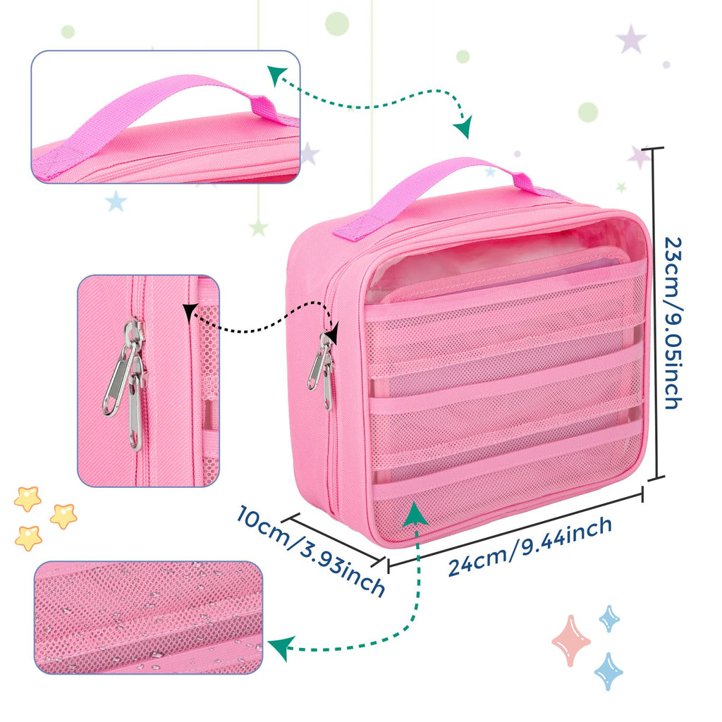 Taladad Carrying Case for Little Tikes Story Dream Machine - Pink Portable Storage Bag with Handle and Transparent Window