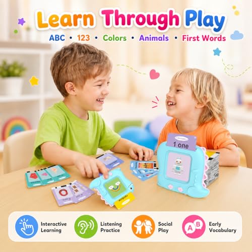 Talking Flash Cards for Toddlers 1-5 Years – 336 Sight Words, Montessori Interactive Speech Therapy Toy