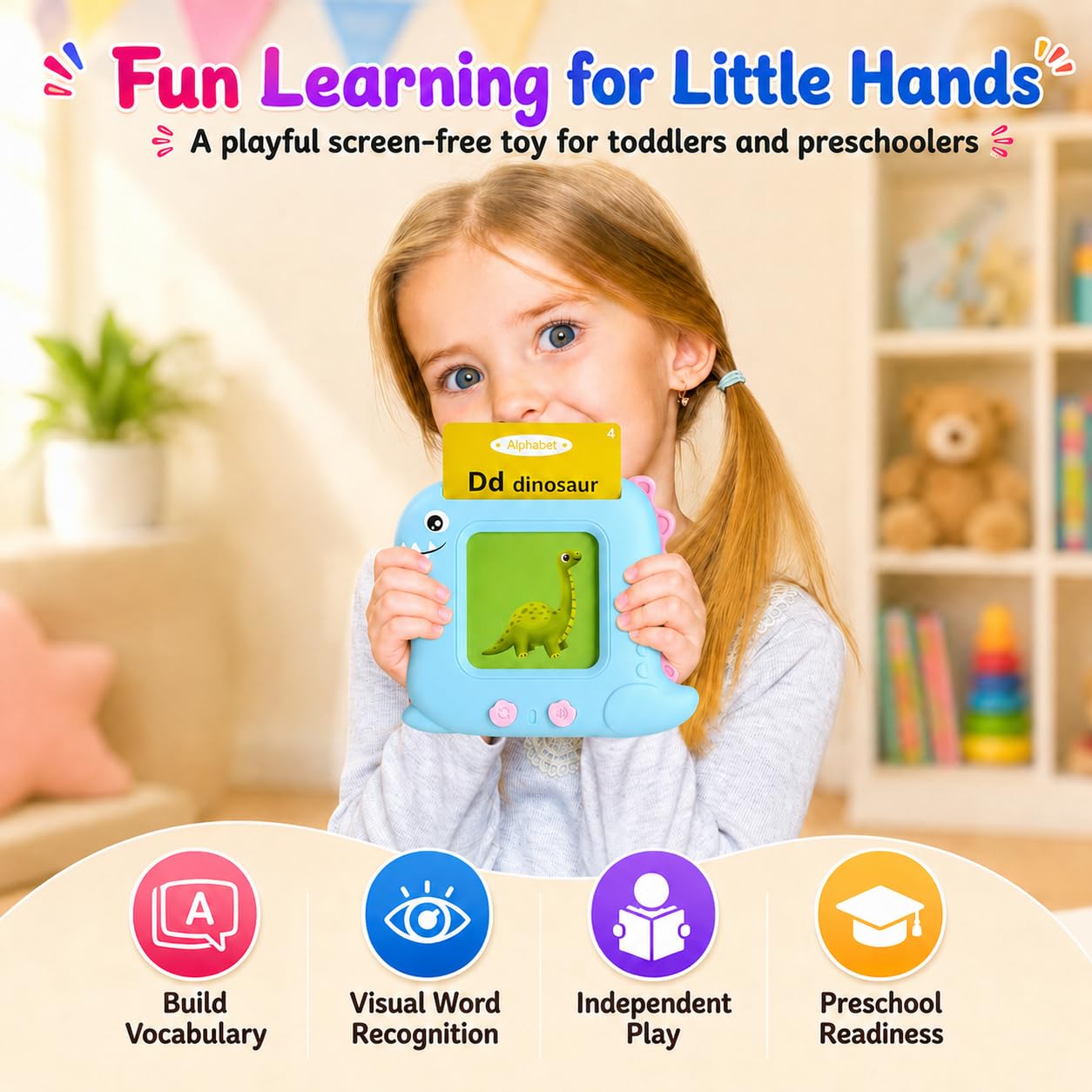 Talking Flash Cards for Toddlers 1-5 Years – 336 Sight Words, Montessori Interactive Speech Therapy Toy