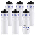Talltalk 6-Pack Cheerleading Water Bottles - 24oz Squeeze Sports Tumbler with Pull Top Cap, Reusable for Team Gifts, Party Favors (Blue)
