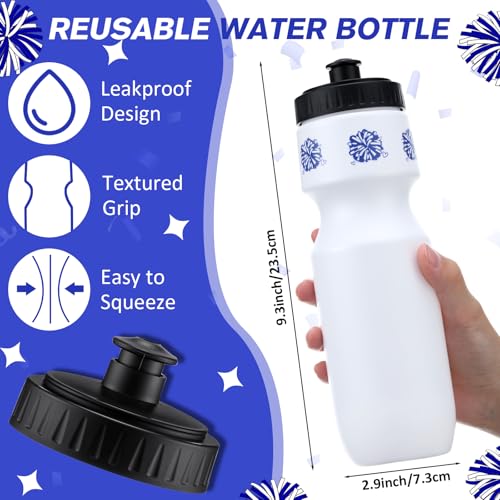 Talltalk 6-Pack Cheerleading Water Bottles - 24oz Squeeze Sports Tumbler with Pull Top Cap, Reusable for Team Gifts, Party Favors (Blue)
