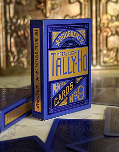 Tally-Ho MetalLuxe Blue Playing Cards – Metallic Foil Deck with Classic Linoid Finish