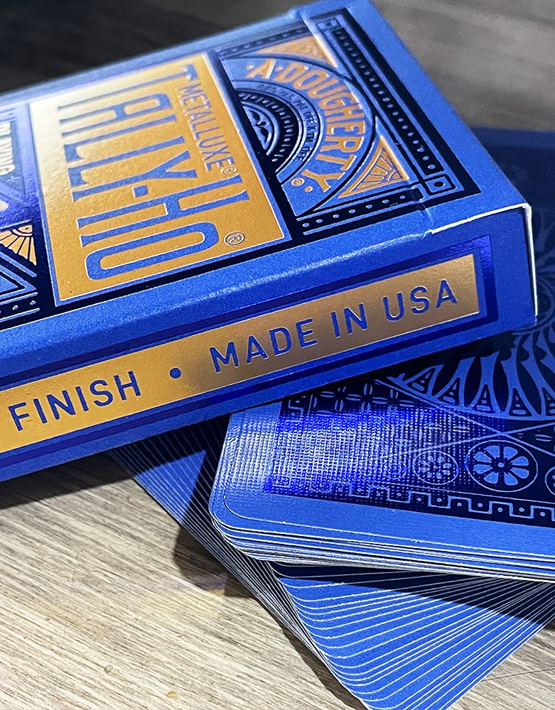 Tally-Ho MetalLuxe Blue Playing Cards – Metallic Foil Deck with Classic Linoid Finish