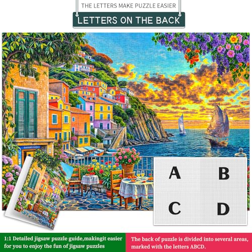 TangComplete 1000-Piece Cinque Terre Jigsaw Puzzle – Romantic Italian Scene for Adults