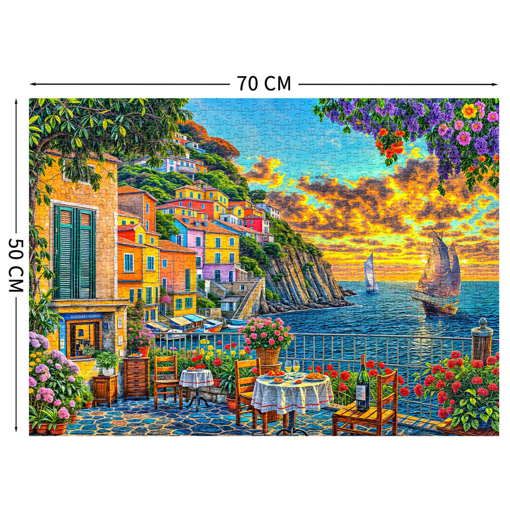 TangComplete 1000-Piece Cinque Terre Jigsaw Puzzle – Romantic Italian Scene for Adults