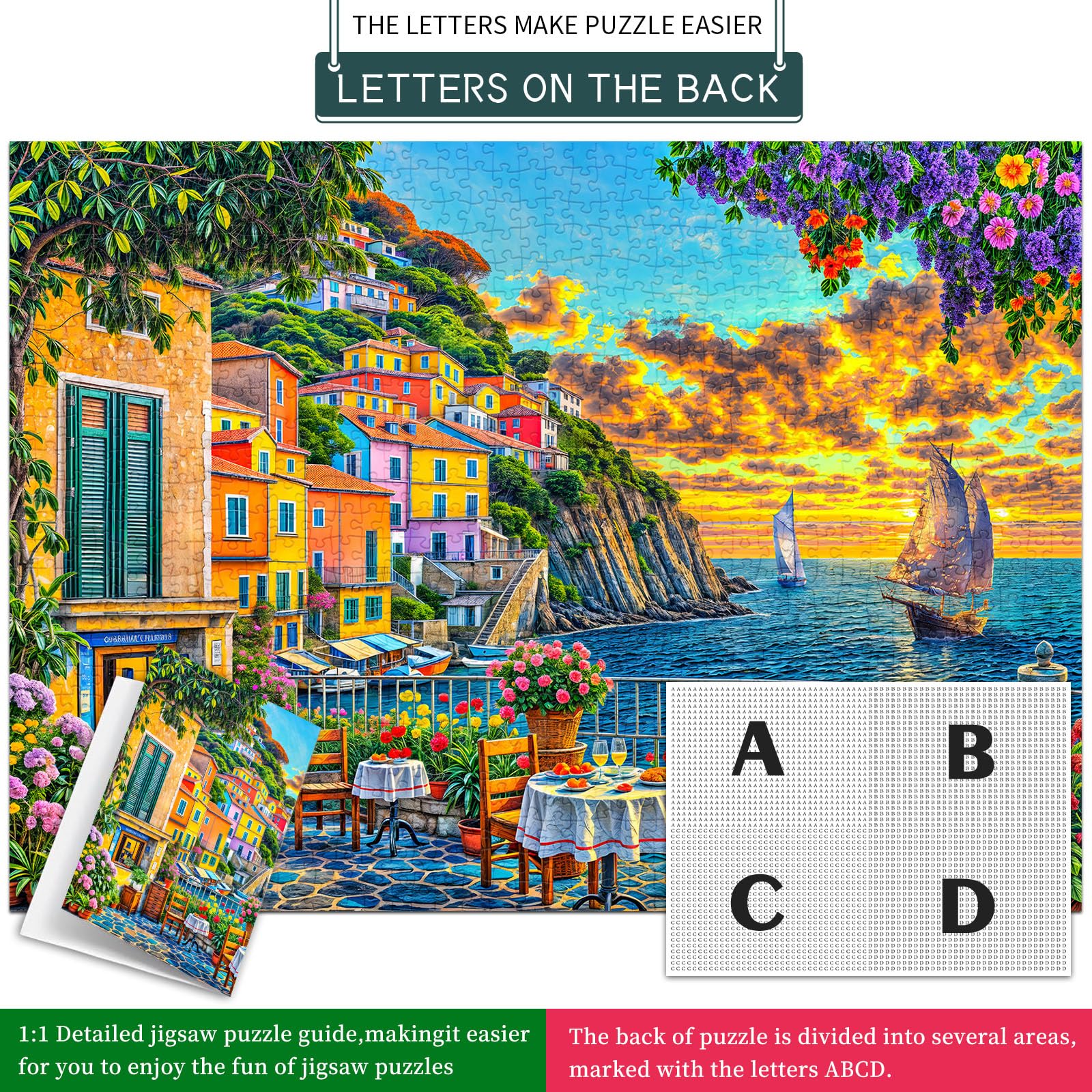 TangComplete 1000-Piece Cinque Terre Jigsaw Puzzle – Romantic Italian Scene for Adults