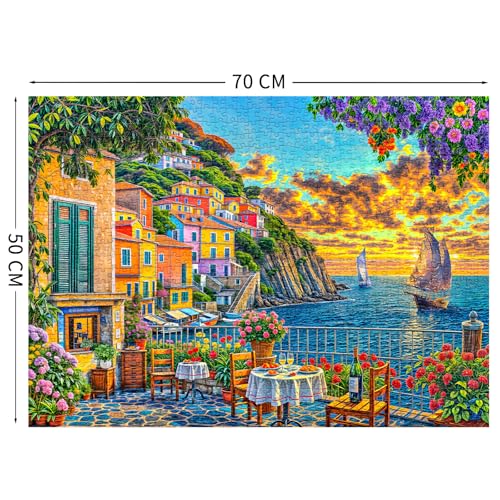 TangComplete 1000-Piece Cinque Terre Jigsaw Puzzle – Romantic Italian Scene for Adults
