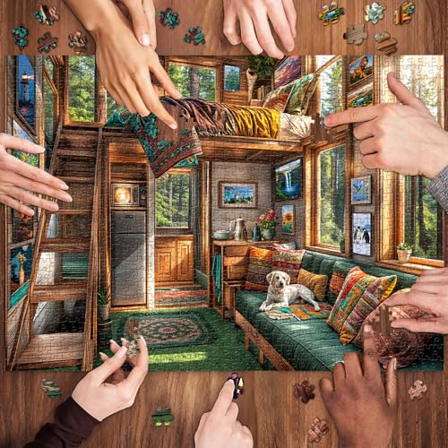 TangComplete 1000 Piece Forest House Jigsaw Puzzle for Adults – Letters on Back, Interlocking, 70x50 cm