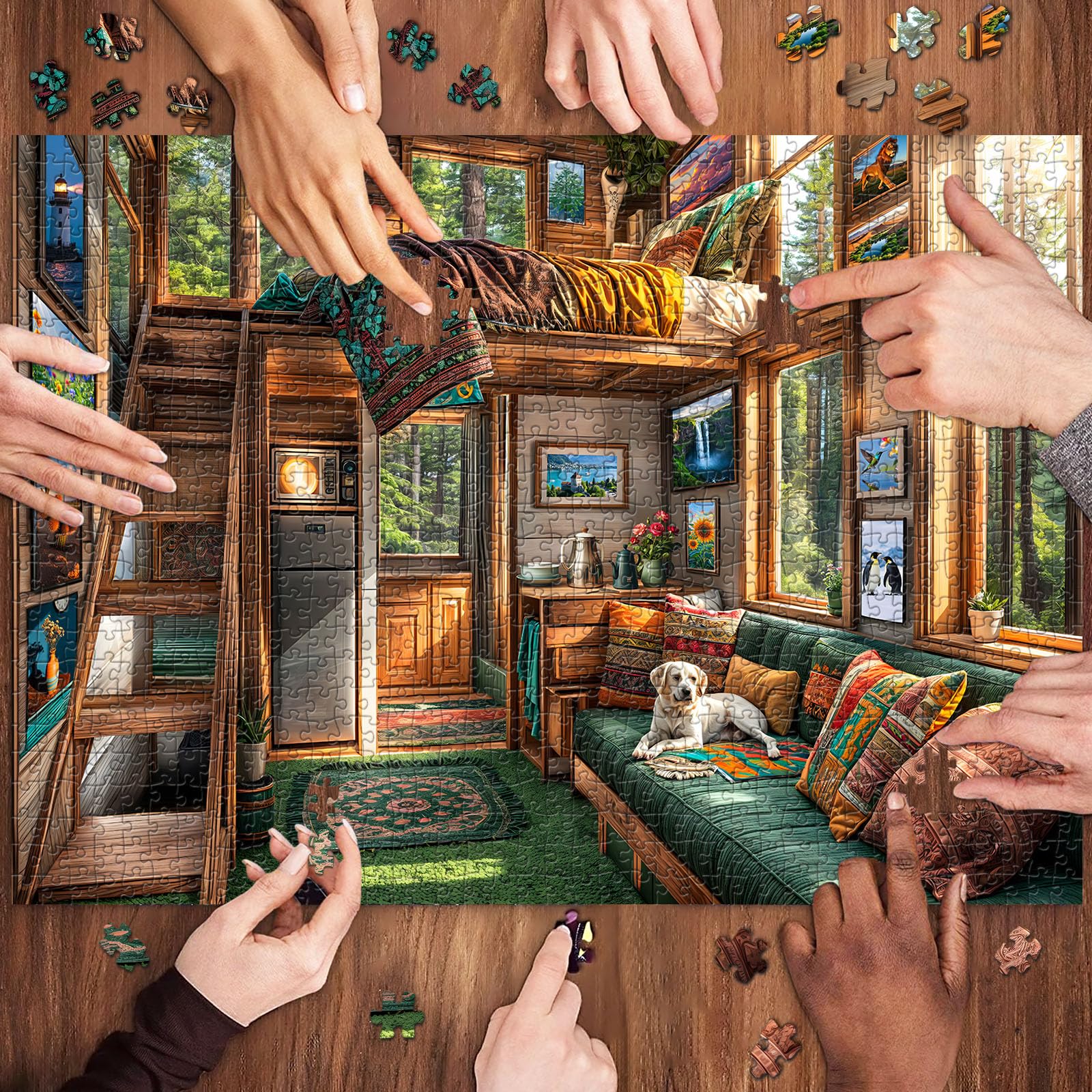 TangComplete 1000 Piece Forest House Jigsaw Puzzle for Adults – Letters on Back, Interlocking, 70x50 cm