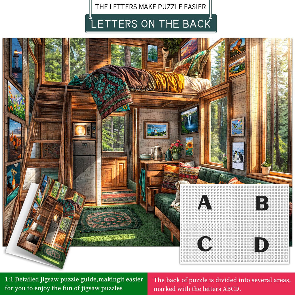 TangComplete 1000 Piece Forest House Jigsaw Puzzle for Adults – Letters on Back, Interlocking, 70x50 cm