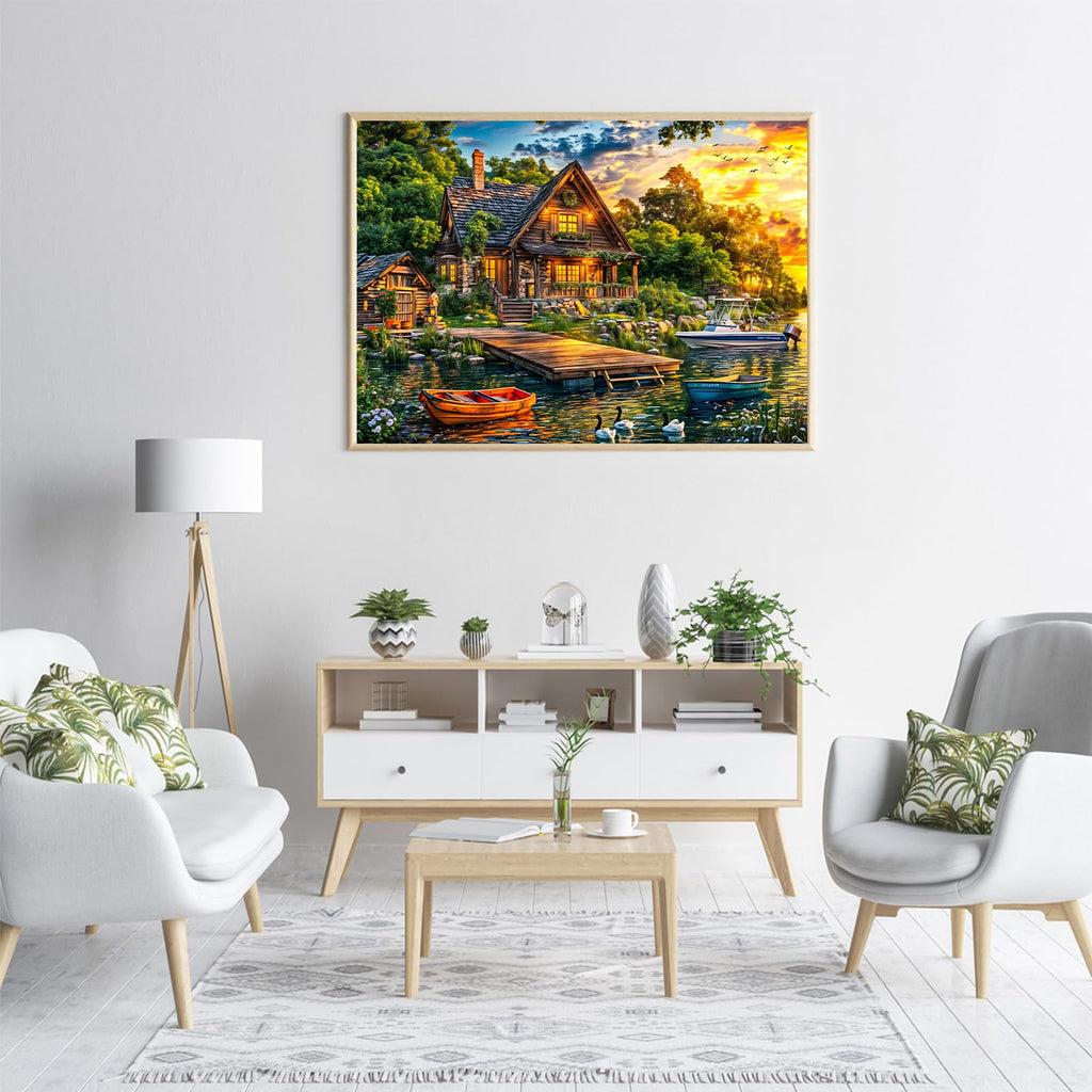 TangComplete 1000-Piece Holiday Cottages Jigsaw Puzzle for Adults – Challenging and Fun, 70x50 cm, Includes Poster and Gift Box