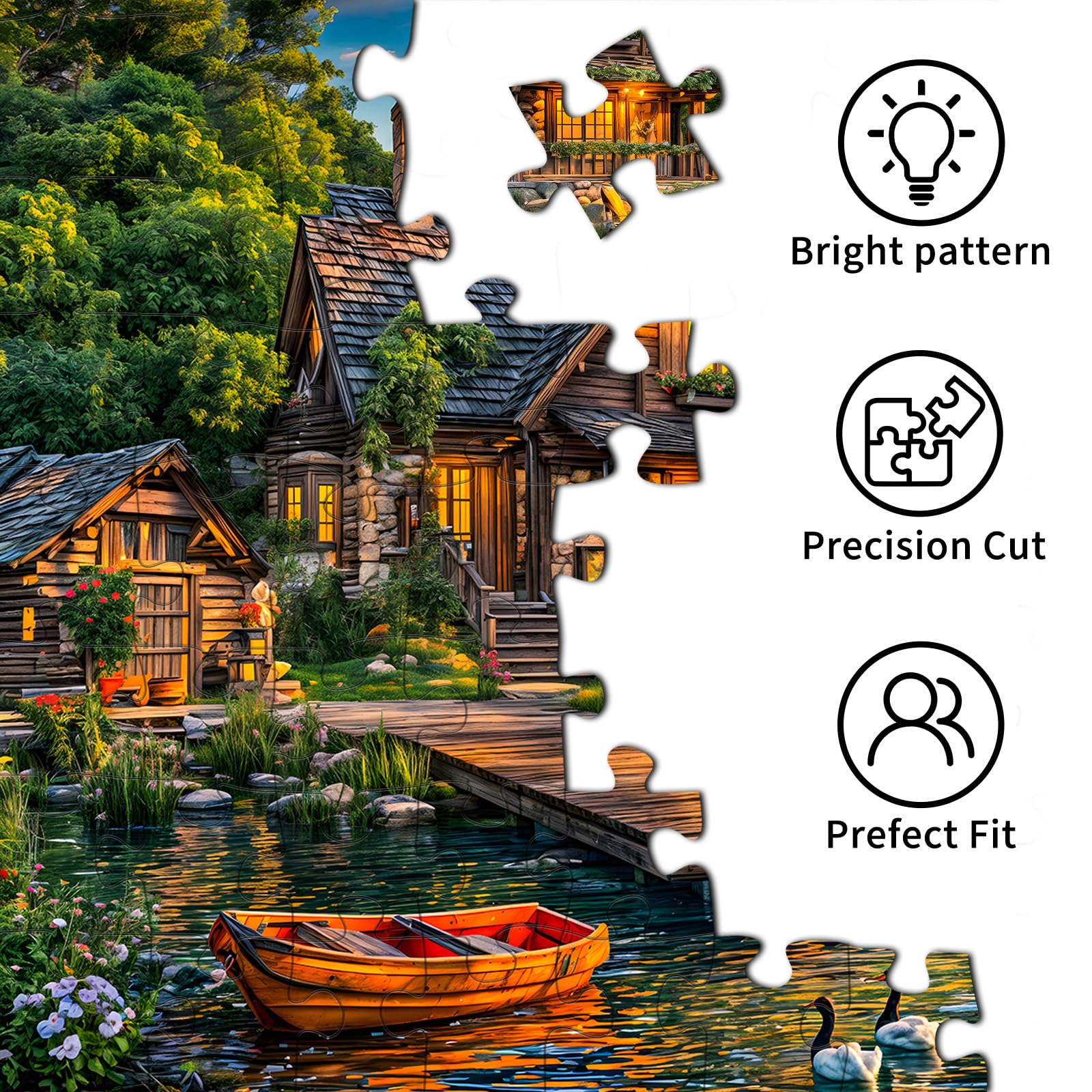 TangComplete 1000-Piece Holiday Cottages Jigsaw Puzzle for Adults – Challenging and Fun, 70x50 cm, Includes Poster and Gift Box
