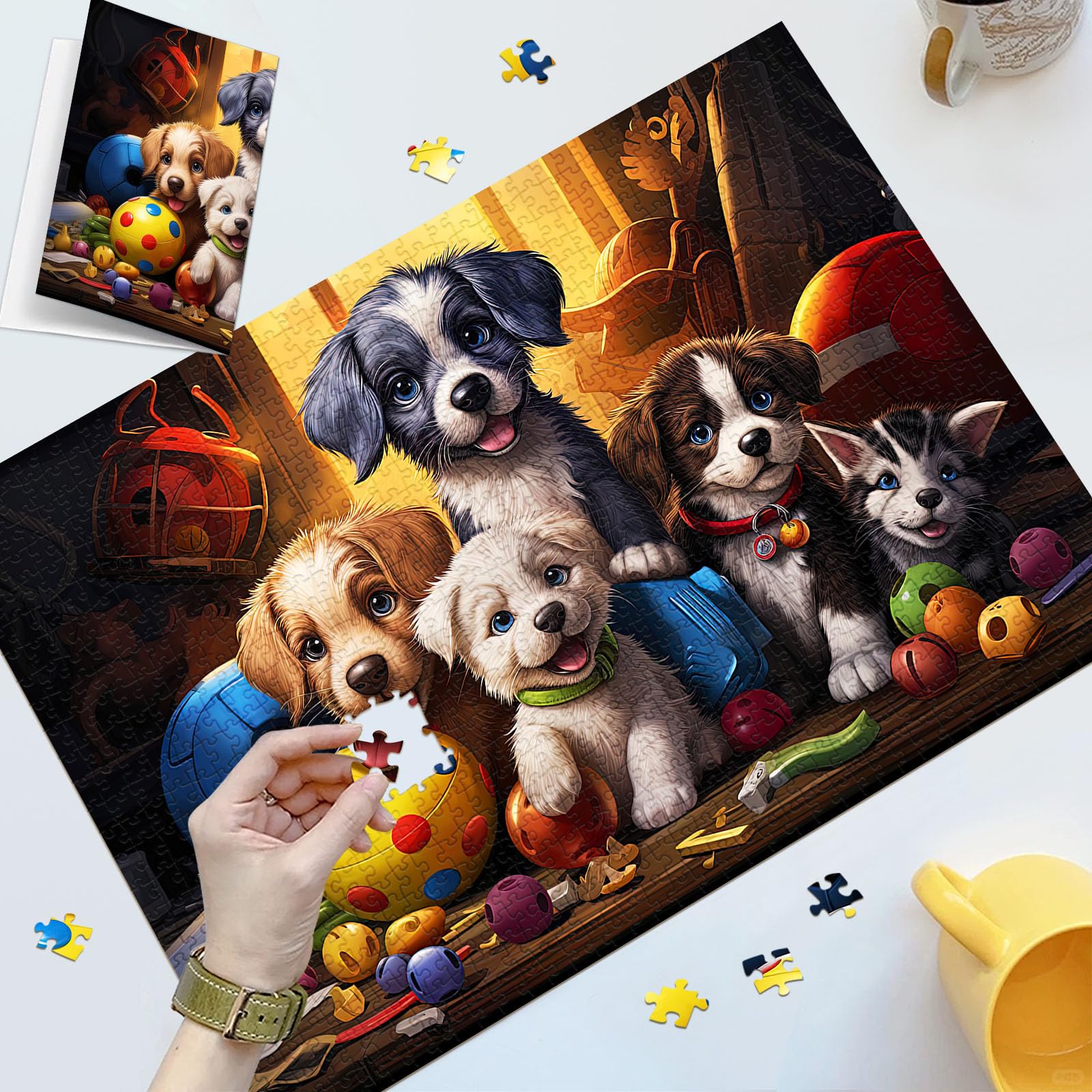 TangMosaic 1000 Piece Funny Dog Jigsaw Puzzle for Adults – 27.56" x 19.69" Finished Size, No Dust, Letter-Coded Backs