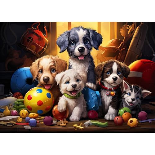 TangMosaic 1000 Piece Funny Dog Jigsaw Puzzle for Adults – 27.56" x 19.69" Finished Size, No Dust, Letter-Coded Backs
