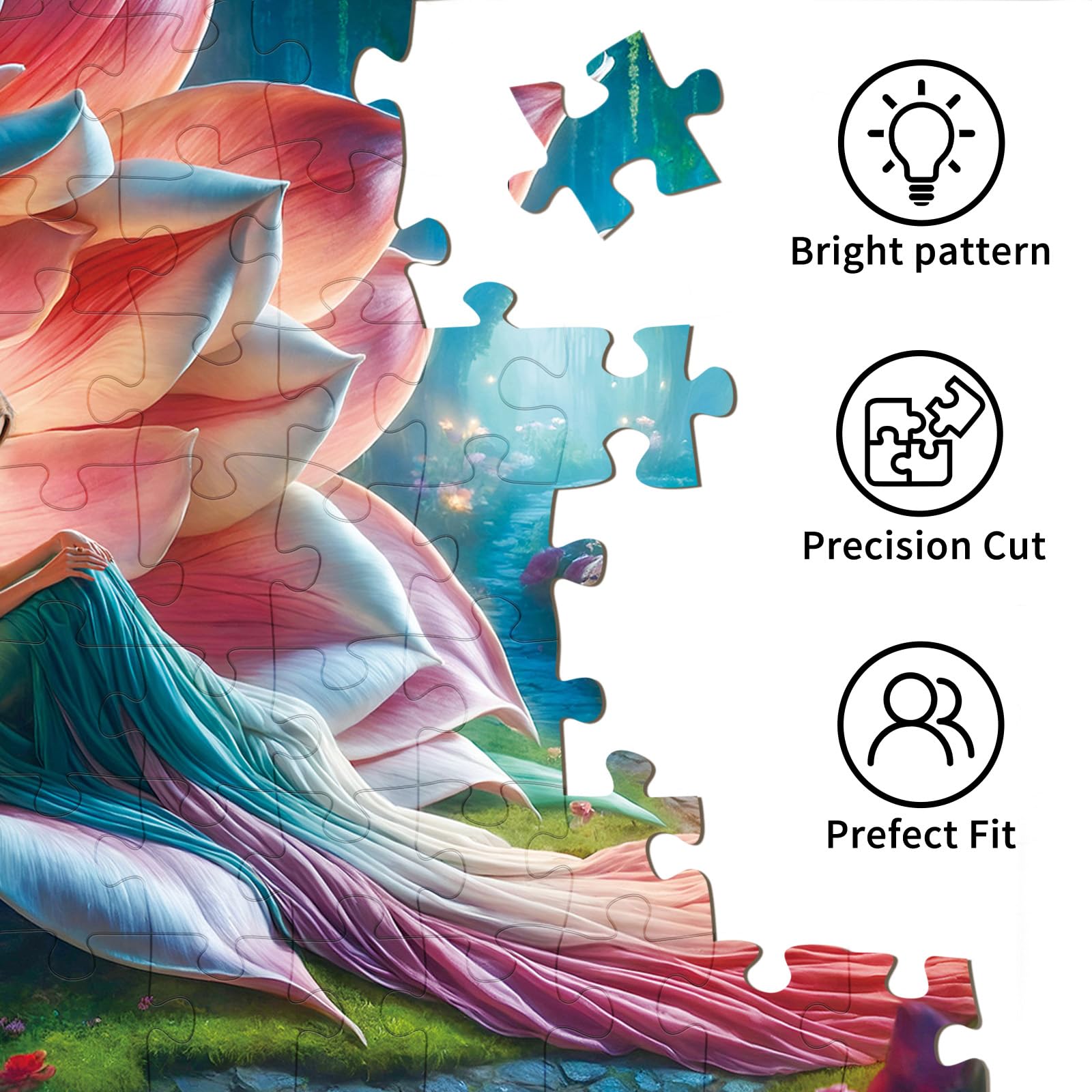 TangMosaic Flower Fairy Jigsaw Puzzle 1000 Pieces – 27.56x19.69 Inch, Zoning Back Design, Low Dust, Matte Finish