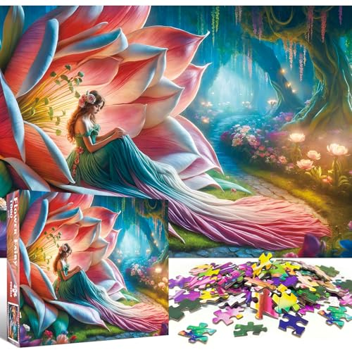 TangMosaic Flower Fairy Jigsaw Puzzle 1000 Pieces – 27.56x19.69 Inch, Zoning Back Design, Low Dust, Matte Finish
