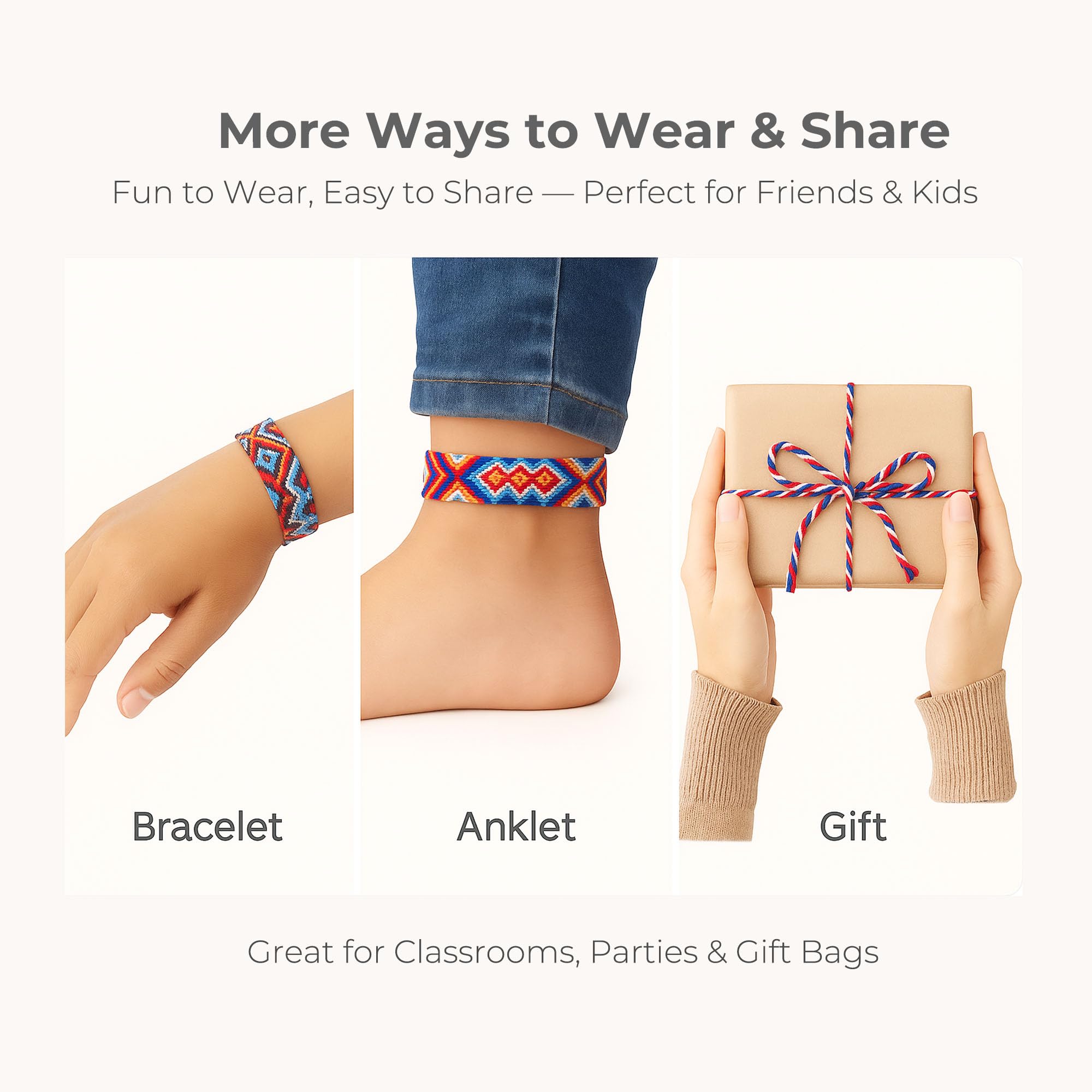 Tangser 12-Pack Handmade Woven Friendship Bracelets – Adjustable Sliding Knot, Colorful Cotton Blend for Kids, Teens & Women