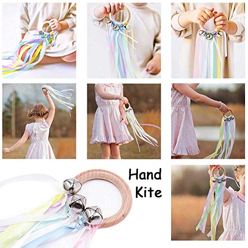 TANOFAR Montessori Hand Kite - Rainbow Sensory Ribbon Toy with Beech Wood Ring for Toddlers
