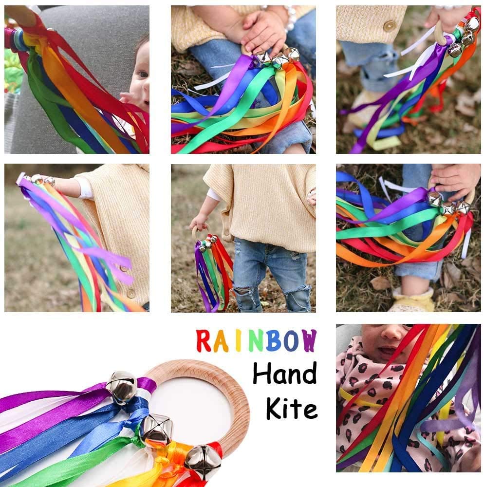 TANOFAR Ribbon Hand Kite – Wooden Sensory Toy for Babies and Toddlers