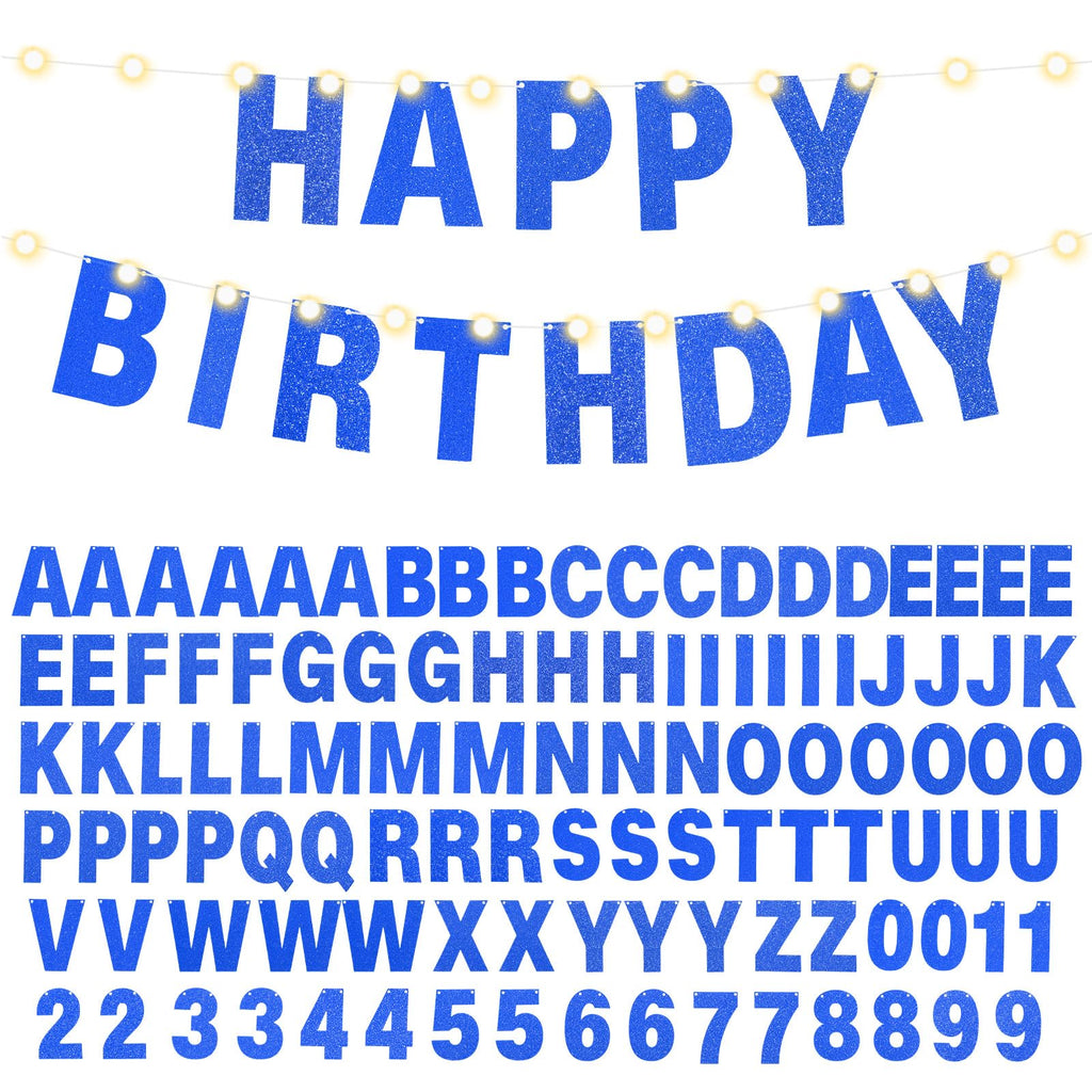 TaoBary 112 Pcs DIY Glitter Letter Kit - Dark Blue Customizable Banner Letters for Party Decor