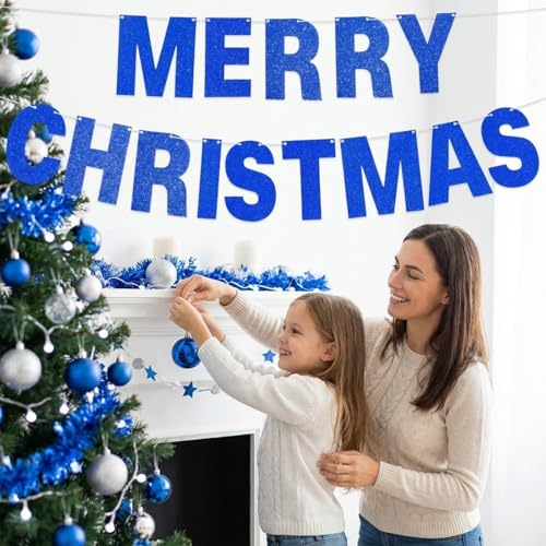 TaoBary 112 Pcs DIY Glitter Letter Kit - Dark Blue Customizable Banner Letters for Party Decor