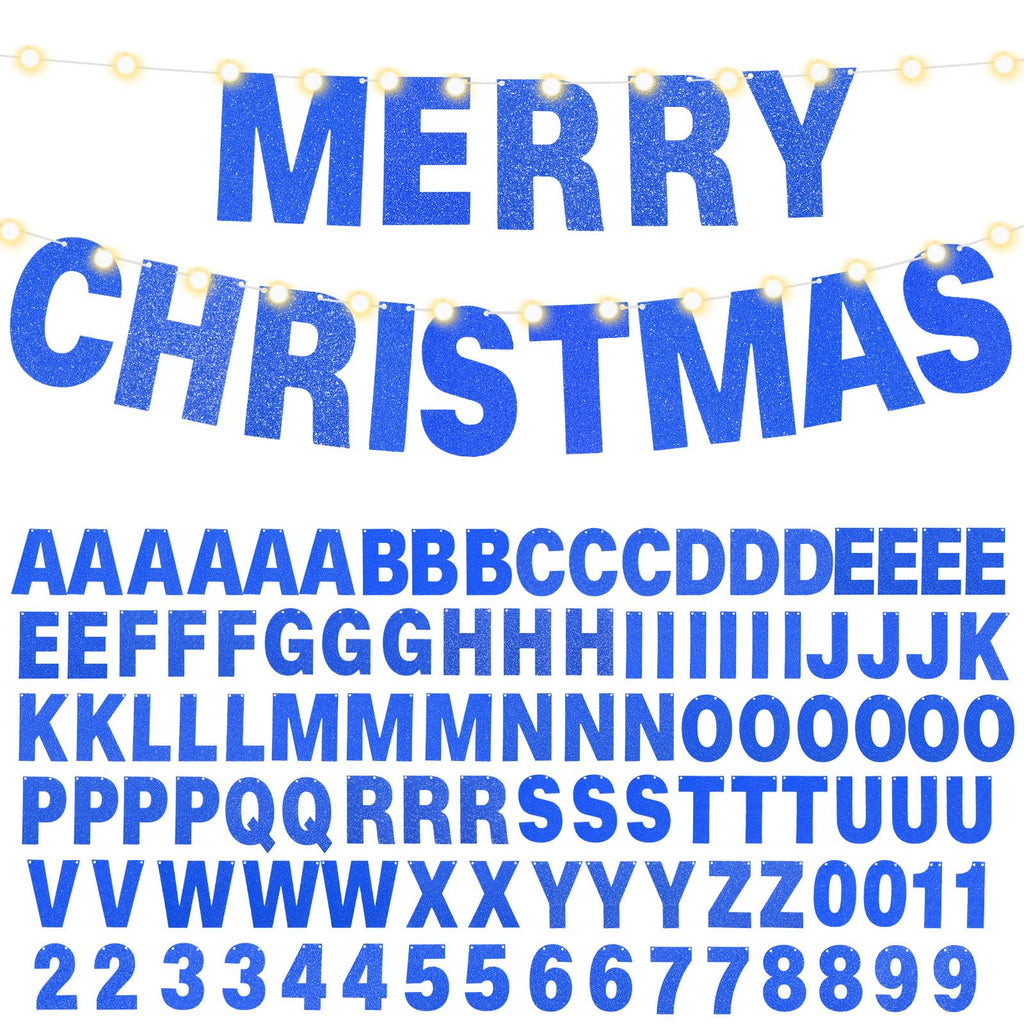 TaoBary 112 Pcs DIY Glitter Letter Kit - Dark Blue Customizable Banner Letters for Party Decor