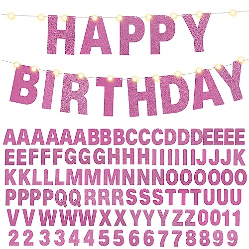 TaoBary 112-Piece DIY Glitter Letter Banner Kit - Pink Customizable Letters for Birthday, Wedding & Party Decor