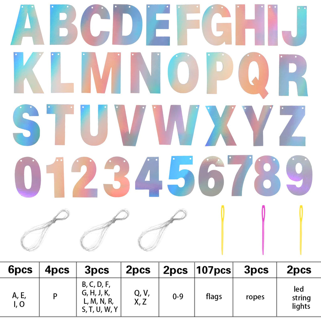 TaoBary 112-Piece Glitter DIY Banner Letter Kit - Holographic Customizable Party Decor