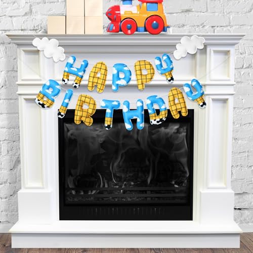 TaoBary 2 Pcs Felt Cartoon Birthday Banner – Reusable 3D Pre-Strung Hanging Bunting for Kids