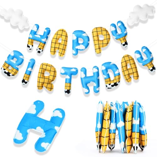 TaoBary 2 Pcs Felt Cartoon Birthday Banner – Reusable 3D Pre-Strung Hanging Bunting for Kids