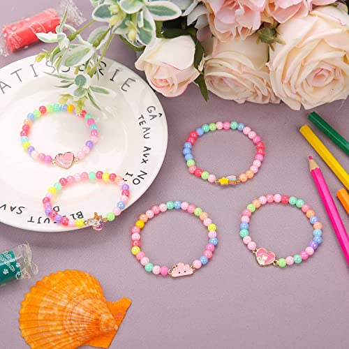 TAOMOCO 20-Pack Rainbow Unicorn Bracelets for Girls - Stretchy Beaded Friendship Bracelet Set Party Favors