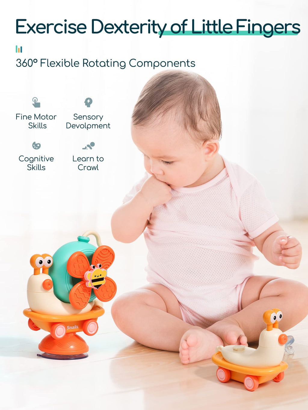 taotaotoys 5-in-1 High Chair Toy with Suction Cup Spinner – Montessori Baby Toy for Fine Motor Skills, Ages 6 Months to 3 Years