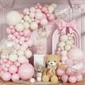 TAOYE 93-Piece Pink White Balloon Arch Kit – Double Stuffed Pastel & Ivory Balloons with Clear Accents for Baby Showers & Birthday Parties