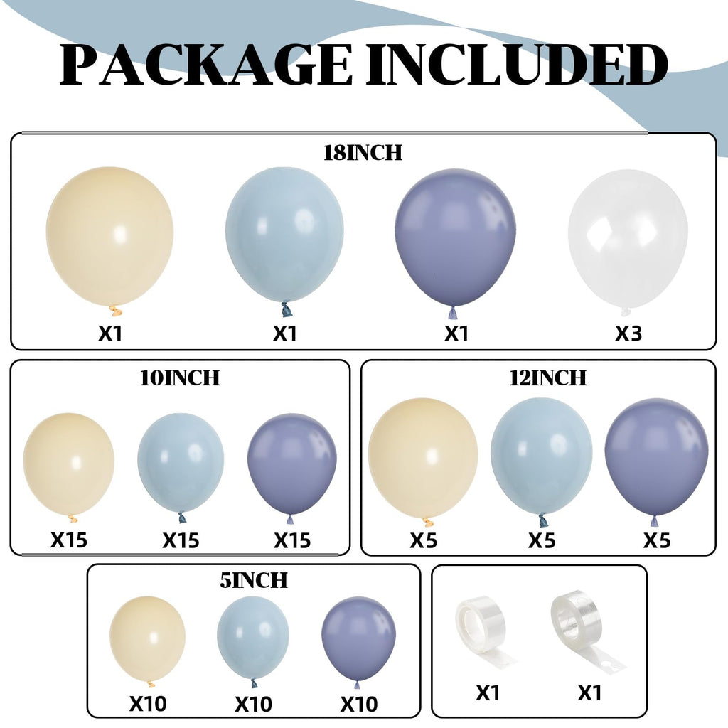 TAOYE Dusty Baby Blue & Beige Balloon Arch Kit – 98 Pcs Balloon Garland for Baby Shower, Birthday Party Decorations
